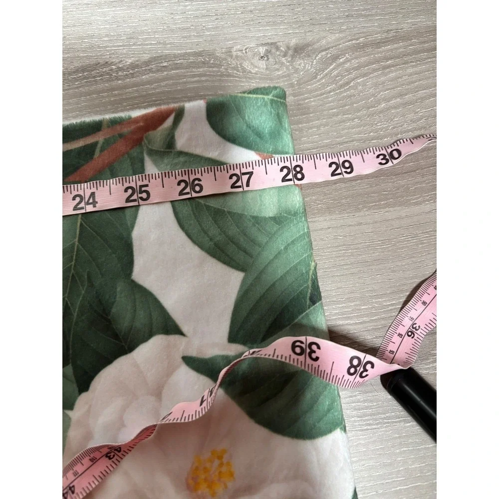 Minky Couture White Camellia Floral Plush Pillowcase Green Leaves Botanical